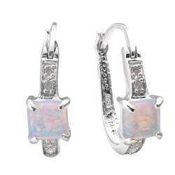   Opal and 1/10ct TDW Diamond U hoop Earrings (J K, I3)  