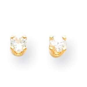  14k Gold 3mm white zircon Earrings Jewelry
