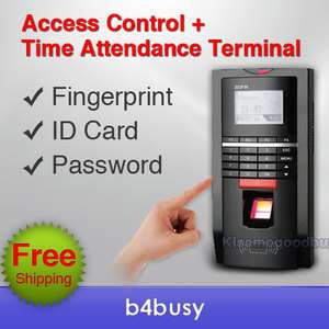 NEW Black Fingerprint RFID ID Door Access Control + Time Attendance 