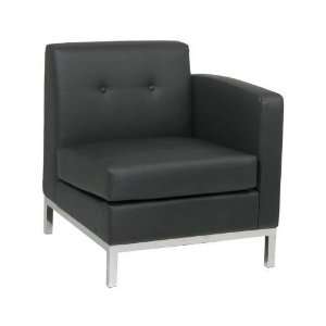   Wall Street Faux Leather Single Right Arm Facing Chair in Black