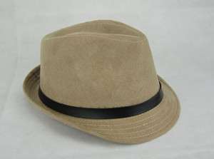 Mens brown leather like belt around #57cm fashion fedora cap bucket 