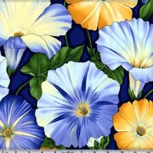  45 Wide Flower Show Morning Glories Blue Fabric By The 