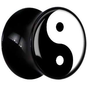  20mm Black Acrylic Yin Yang Symbol Saddle Plug: Body Candy 