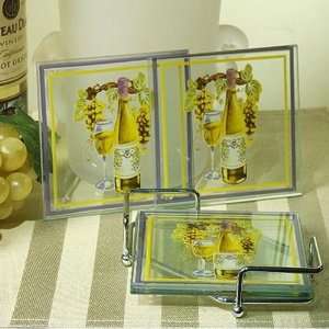  Glass Coasters w/White Wine