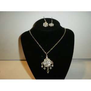  Crystal Rhinestone Necklace and Earrings 