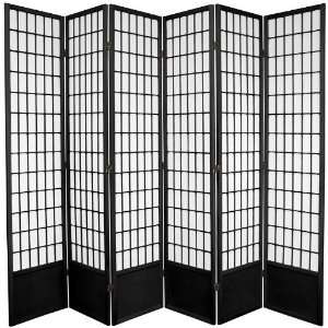  6½ ft. Tall Window Pane Shoji Screen  Black   6_panel 