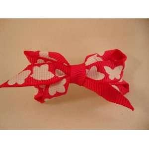  Tiny Hot Pink Bow with Butterflies Hair Clip Everything 
