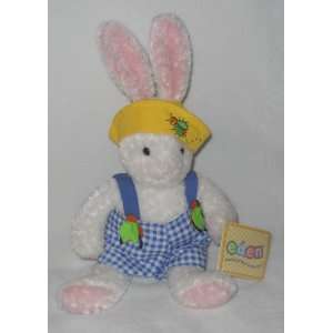   : Plush Bunny Rabbit Yellow Hat & Blue Gingham Overalls: Toys & Games