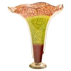  Ambiente Handmade Green And Orange Blown Glass Urn Vase 