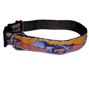 Sandia Pet Products Cattle Drive on Brown Pattern Large Dog Collar 