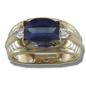  .015 ct 10X8 Syn Barrel Cut Sapphire Mens Ring Jewelry