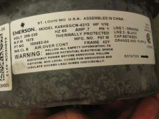 EMERSON K48HXGCN 4213 Condenser Fan Motor 1/10 HP 1075 RPM 1PH 7 AMP 
