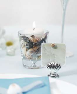 Silver Beach Theme Shell Shaped Place Card Holders wedding Favor