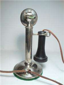 Vintage Art Deco Western Electric Nickel Candlestick Phone Telephone 
