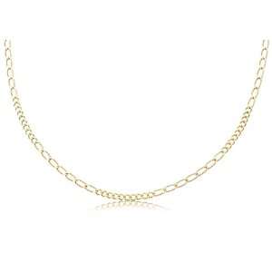 14K Solid Yellow Gold, 10 + 7, Figaro Link Chain / Necklace 2.5 Wide 