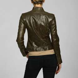 Laundry By Shelli Segal Womens Cracked Leather Jacket  Overstock