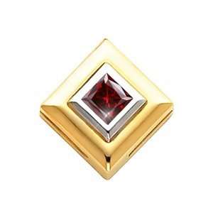   Gold Pendant with Deep Red Diamond 0.1+ carat Princess cut Jewelry