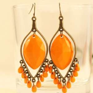 ER0139O Orange Bead Dangle Fashion Accessories Jewelry Earring  