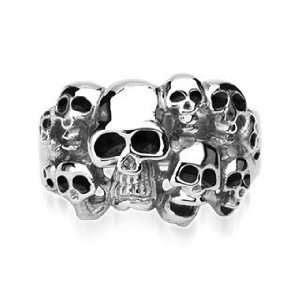   Silver Ten Gothic Tribal Skulls Band Ring Size 9   14 R140: Jewelry