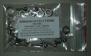 KAWASAKI MACH 3 4 H1 H2 500 750 Carb stainless screw  