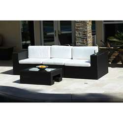 Madrid 4 piece Outdoor Wicker Sofa and Glass Top Table Set  Overstock 