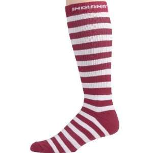  Indiana Hoosiers Crimson White Striped Tall Socks: Sports 