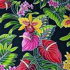 Stunning Trendtex Hawaiian Print, Orchids, Anthuriums Cotton Fabric 