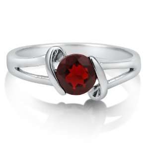 Natural Garnet Gemstone 925 Sterling Silver Solitaire Ring 0.84 ctw 