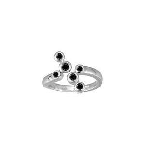  0.36 Cts Black Diamond Ring in 14K White Gold 5.5: Jewelry