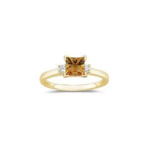  0.10 Cts Diamond & 0.89 Cts Citrine Ring in 14K Yellow 