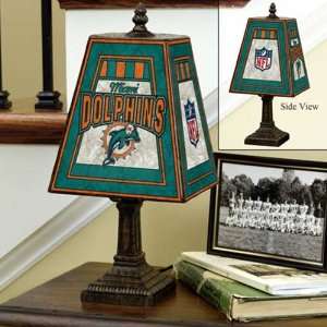  Miami Dolphins Art Glass Table Lamp: Sports & Outdoors