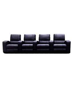 Black Leather 4 Seat Recliner Home Theater Seating  