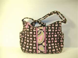 ENCHANTING! VERA BRADLEY Pink Elephant Cotton Quilted Hobo  