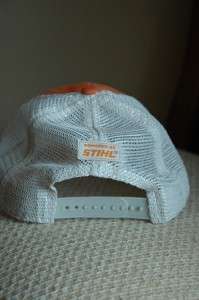 Stihl Hat / Cap Orange Fabric with White Mesh Back and Leather 