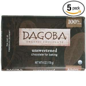 Dagoba Organic Unsweetened Baking Chocolate Bar (100% Cacao), 6 Ounce 
