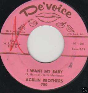 ACKLIN BROTHERS soul rhythm blues 45 on DeVOICE ~HEAR  