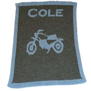  Personalized Stroller Blanket with Name and Vintage Motorcycle: Baby