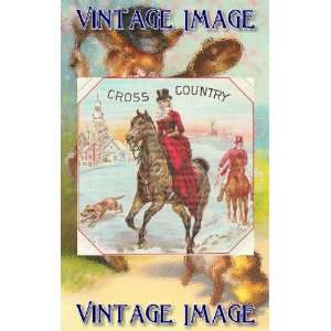   ) Acrylic Keyring Horses Cross Country Vintage Image