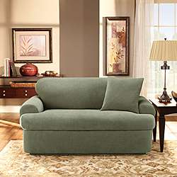 Stretch Pique 3 piece T cushion Loveseat Slipcover  Overstock