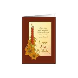  Happy 51st Birthday Tiger Lily Candle Card: Toys & Games