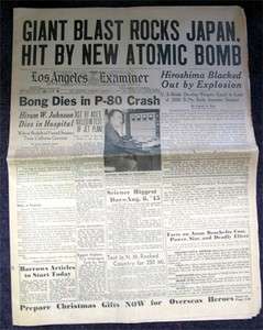 1945 LOS ANGELES EXAMINER NEWSPAPER WWII ATOMIC BOMB  