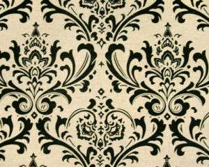 Drapery Upholstery Fabric Black Linen Baroque Large  