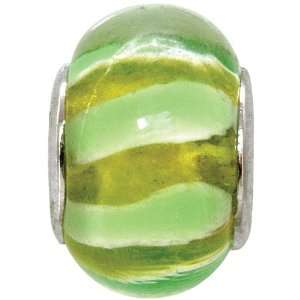  A Bead At A Time 14x8mm Glass Bead w/Silver Avocado w 