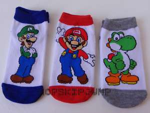 SUPER MARIO 3 PACK ANKLE SOCKS ~ Sock Size 6 8.5 NWT  