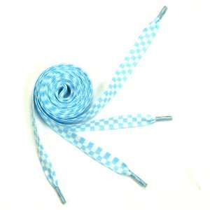  (Blue and white)Grid pattern shoelaces fashion shoelaces 