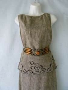 DANA BUCHMAN Linen Artsy Cut Out Emb Lagenlook Long Slit Skirt & Top 
