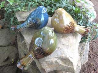 Birds, Blue Green Yellow, Ceramic Figurines,Yard  