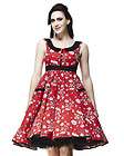 Hell Bunny Evita Rose Print Dress   Red   Extra Small