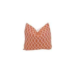 Trellis Links In Tangerine & White Indoor/Outdoor Pillow   18 Inch 