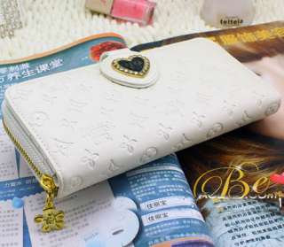   women long white purse wallet zip clutch mobile phone case bag  
